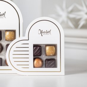 Hvid hjerte fyldt chokolade - 4 stk