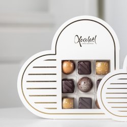 Hvid hjerte fyldt chokolade - 9 stk