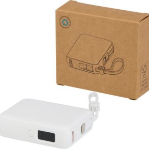 Acrux 10.000 mAh 35 W tablet powerbank med indbygget Type-C kabel - lavet af genvundet plast