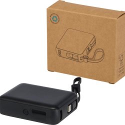 Acrux 10.000 mAh 35 W tablet powerbank med indbygget Type-C kabel - lavet af genvundet plast