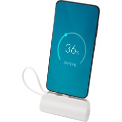 Alnair 5000 mAh 10 W Type-C powerbank i genvundet plast med indbygget holder og 2-i-1-kabel