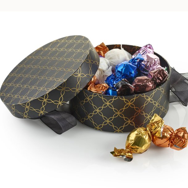 Hatteske m/chokoladekugler - sort/guld