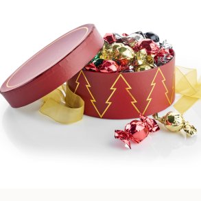 Hatteske m/chokoladekugler - rd juletr