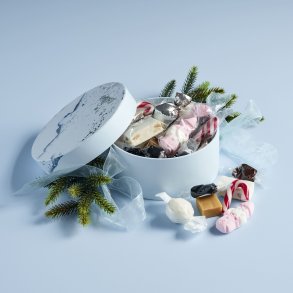  Hatte�ske m/ julemix - lysebl� marmor