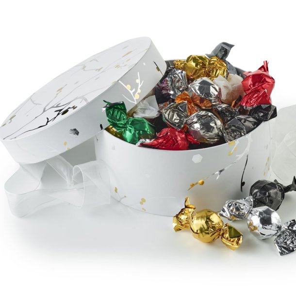 Hatte�ske m/chokoladekugler stor - s�lv grene &amp; prikker