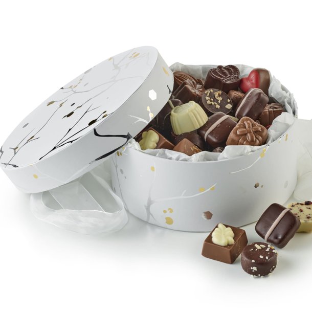 Hatte�ske - Luksus chokolade stor - s�lv grene &amp; prikker
