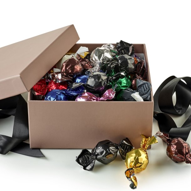 Hatte�ske m/chokoladekugler stor - Brun firkantet