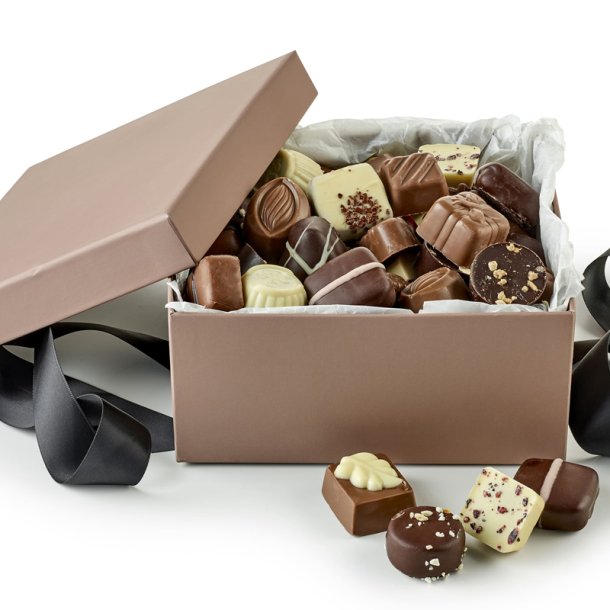 Hatte�ske - Luksus chokolade stor - Brun firkantet