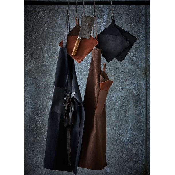 Pillivuyt gourmet forklæde med grydelapper - canvas &amp; læder - sort