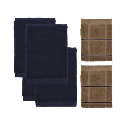 Hndklder navy/warm taupe - 6 stk