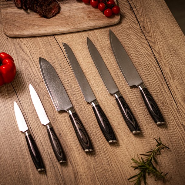 Damascus  By H�ws Chef knivs�t - 6 dele