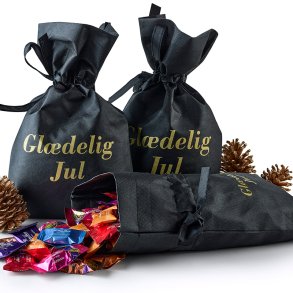 Sort pose med - Gl�delig jul - tryk og Anthon Berg mix