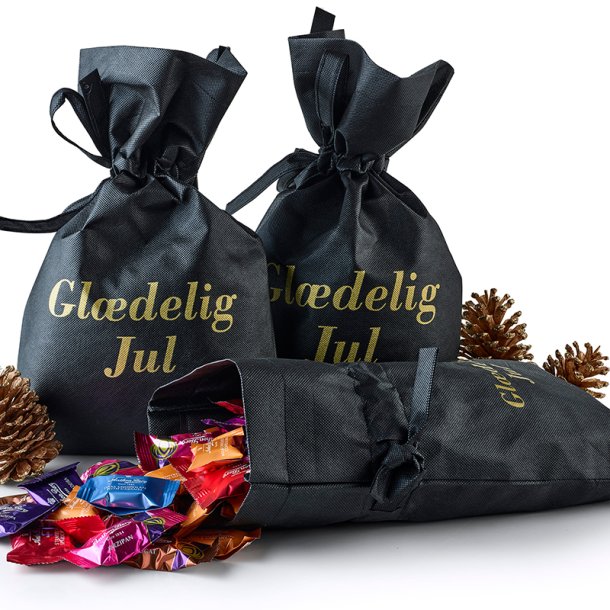 Sort pose med - Gl�delig jul - tryk og Anthon Berg mix