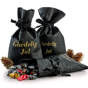 Sort pose med - Gl�delig jul - tryk og indpakket Dansk luksusblanding