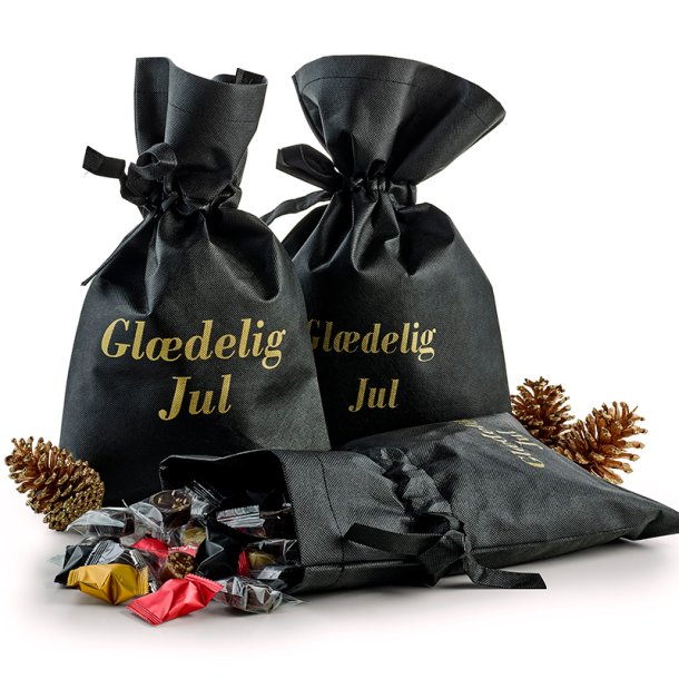 Sort pose med - Gl�delig jul - tryk og indpakket Dansk luksusblanding