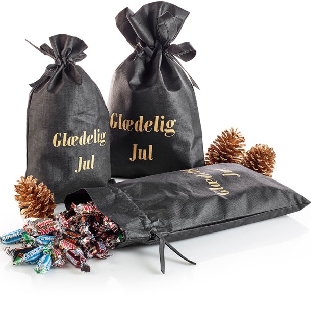 Sort pose med - Gl�delig jul - tryk og Mars miniature mix