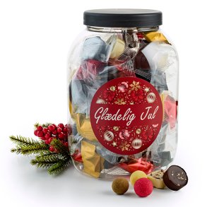 Plastb�tte med indpakket Dansk luksusblanding - 800g.