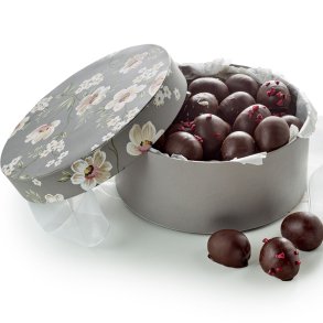 Hatte�ske rund brun/hvid blomster - �kologisk marcipan�g