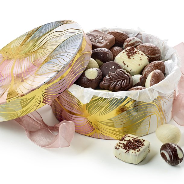 Hatte�ske rund Akvarel/guld - luksus chokolade &amp; �g