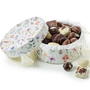 Hatte�ske rund Summer flowers - luksus chokolade & �g