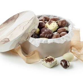 Hatte�ske rund brun marmor - luksus chokolade & �g