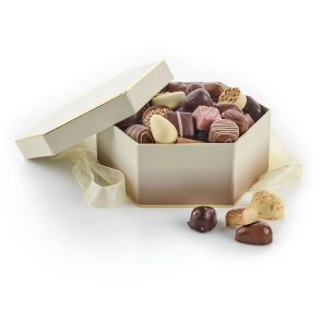 Hatteske brun/guld - luksus chokolade & luksusg 1000g