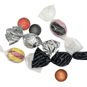 Twistede fyldte chokolader - fl.varianter