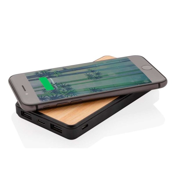 Fashion bambus powerbank og oplader - 8.000 mAh