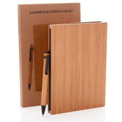 A5 bambus notesbog &amp; kuglepen