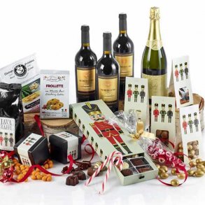 Gavepakke jul - chokolade & vin